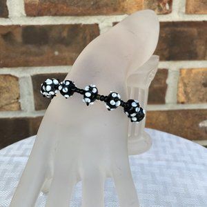 Handmade Black Lampwork Glass Beads Bracelet